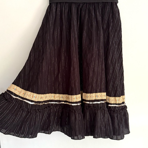 Vintage 90s XOXO‎ Collection Boho Tiered Midi Festival Peasant Skirt Black Small - Picture 4 of 9